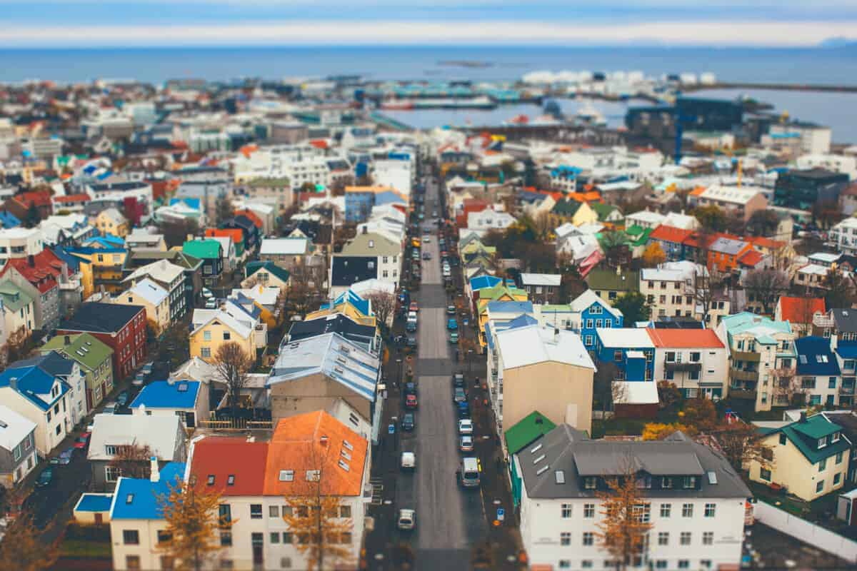 Tilt Shift Aerial View Of Reykjavik